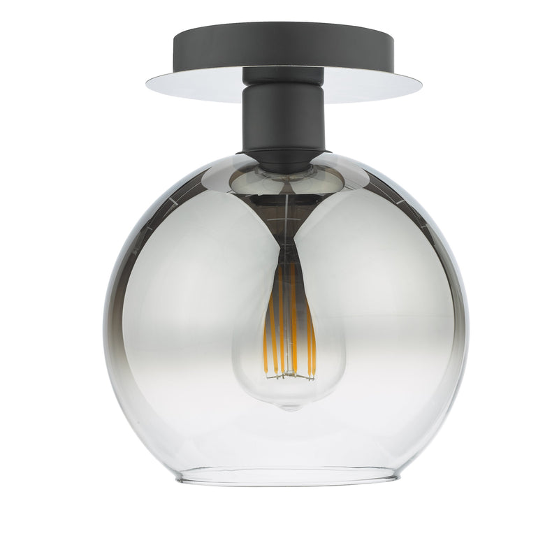 Load image into Gallery viewer, Dar Lighting LYC0122 Lycia 1 Light Semi Flush Matt Black Ombre Smoked Glass - 36965
