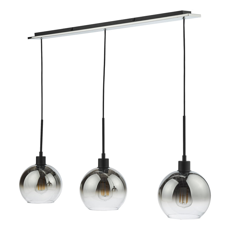 Load image into Gallery viewer, Dar Lighting LYC0322 Lycia 3 Light Bar Pendant Matt Black Ombre Smoked Glass - 36966
