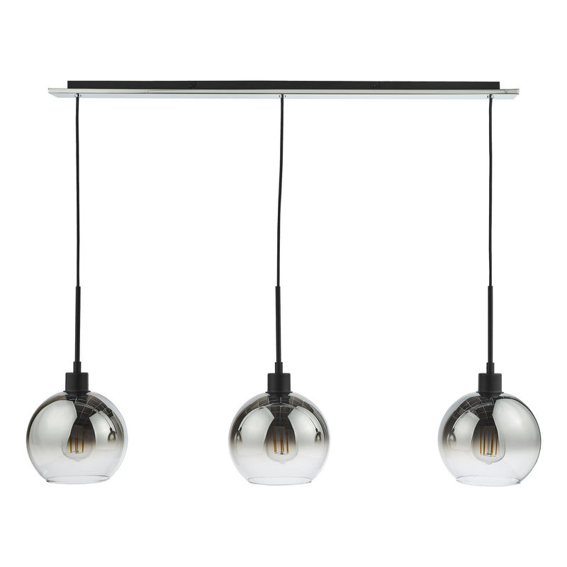 Load image into Gallery viewer, Dar Lighting LYC0322 Lycia 3 Light Bar Pendant Matt Black Ombre Smoked Glass - 36966
