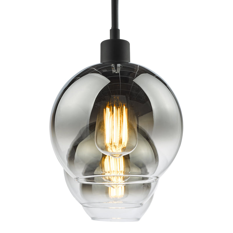 Load image into Gallery viewer, Dar Lighting LYC0322 Lycia 3 Light Bar Pendant Matt Black Ombre Smoked Glass - 36966
