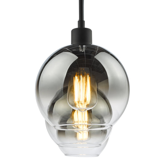 Dar Lighting LYC0322 Lycia 3 Light Bar Pendant Matt Black Ombre Smoked Glass - 36966