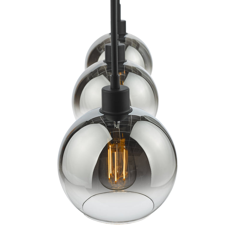 Load image into Gallery viewer, Dar Lighting LYC0322 Lycia 3 Light Bar Pendant Matt Black Ombre Smoked Glass - 36966
