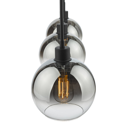 Dar Lighting LYC0322 Lycia 3 Light Bar Pendant Matt Black Ombre Smoked Glass - 36966