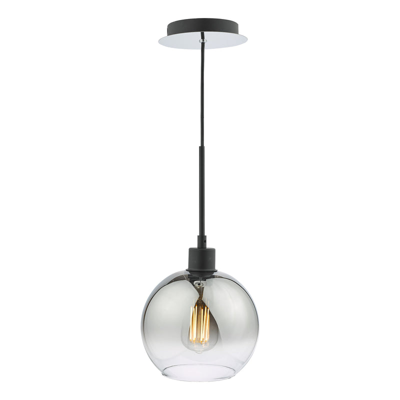 Load image into Gallery viewer, Dar Lighting LYC8622 Lycia 1 Light Single Pendant Matt Black Ombre Smoked Glass - 36967
