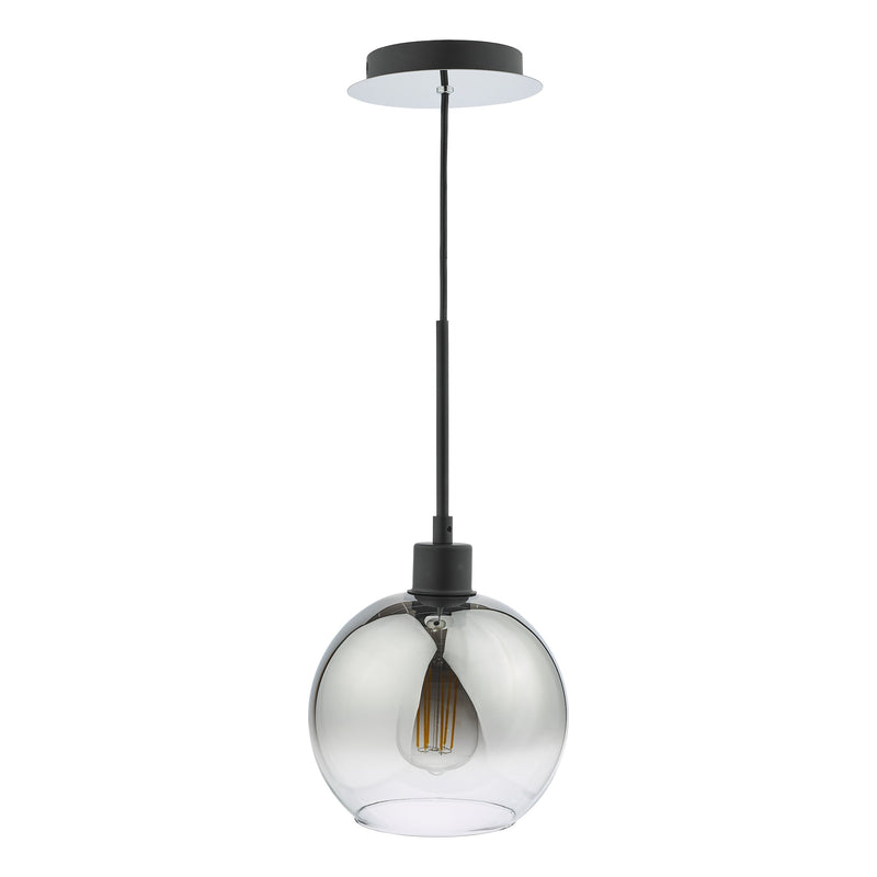 Load image into Gallery viewer, Dar Lighting LYC8622 Lycia 1 Light Single Pendant Matt Black Ombre Smoked Glass - 36967
