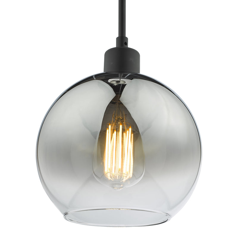 Load image into Gallery viewer, Dar Lighting LYC8622 Lycia 1 Light Single Pendant Matt Black Ombre Smoked Glass - 36967
