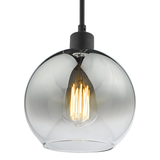 Dar Lighting LYC8622 Lycia 1 Light Single Pendant Matt Black Ombre Smoked Glass - 36967