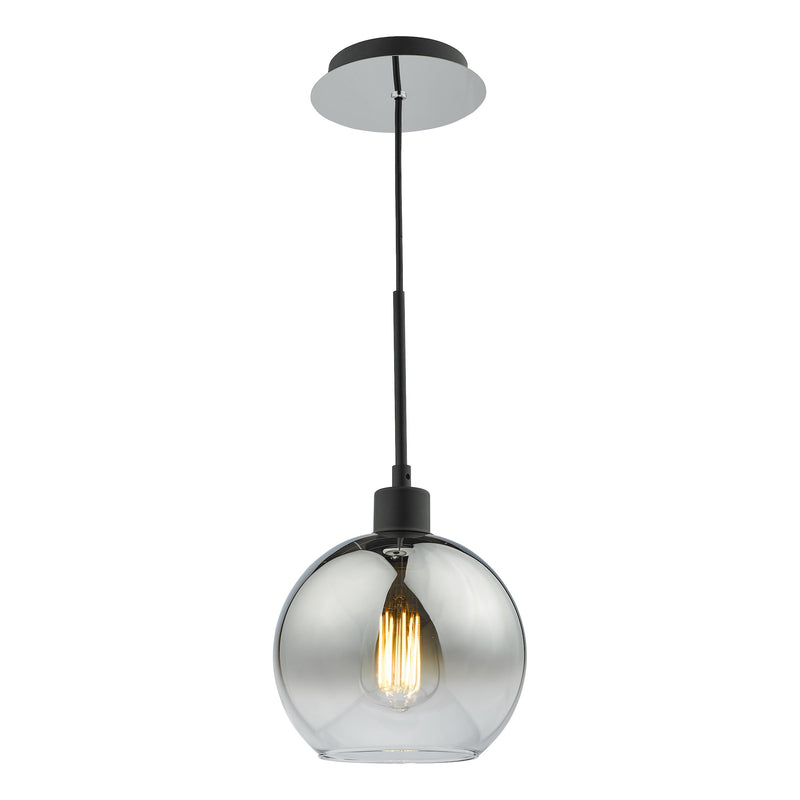 Load image into Gallery viewer, Dar Lighting LYC8622 Lycia 1 Light Single Pendant Matt Black Ombre Smoked Glass - 36967
