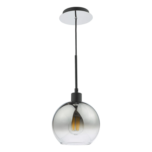Dar Lighting LYC8622 Lycia 1 Light Single Pendant Matt Black Ombre Smoked Glass - 36967
