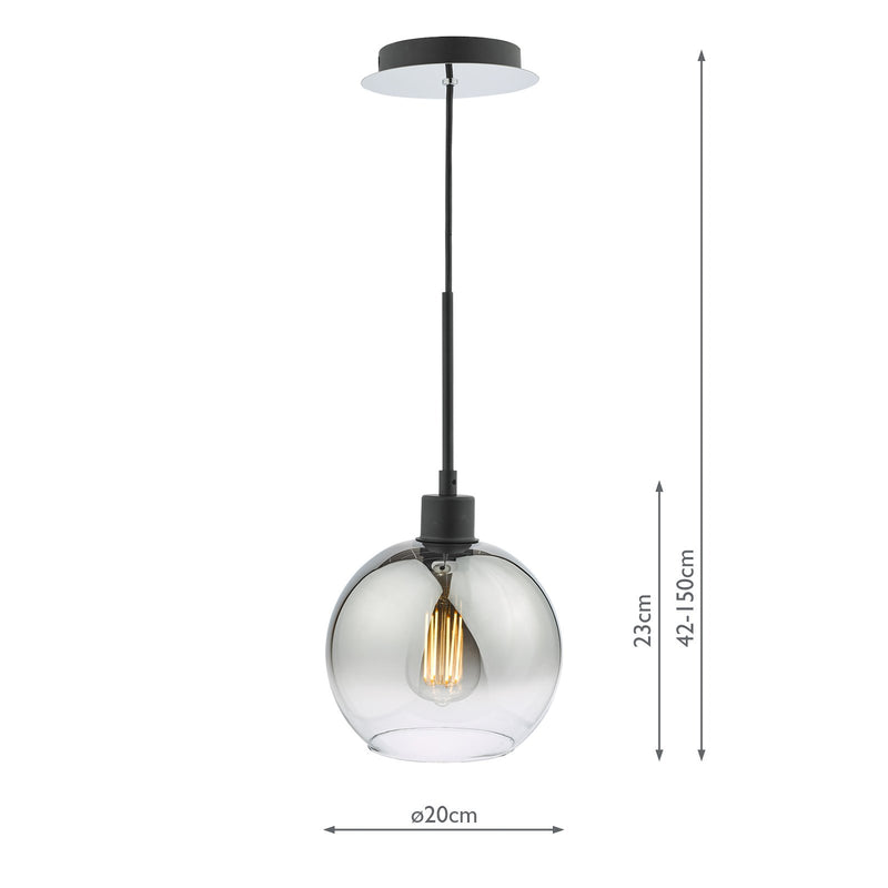 Load image into Gallery viewer, Dar Lighting LYC8622 Lycia 1 Light Single Pendant Matt Black Ombre Smoked Glass - 36967
