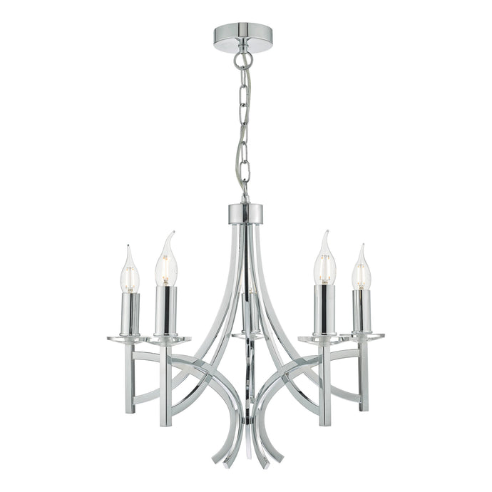 Dar Lighting LYO0550 Lyon 5lt Pendant Polished Chrome & Crystal - 23203