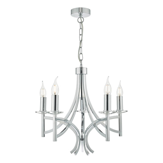 Dar Lighting LYO0550 Lyon 5lt Pendant Polished Chrome & Crystal - 23203