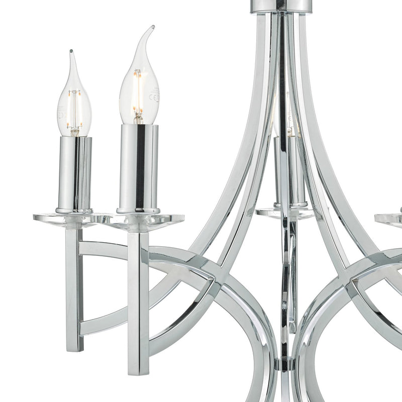 Load image into Gallery viewer, Dar Lighting LYO0550 Lyon 5lt Pendant Polished Chrome &amp; Crystal - 23203
