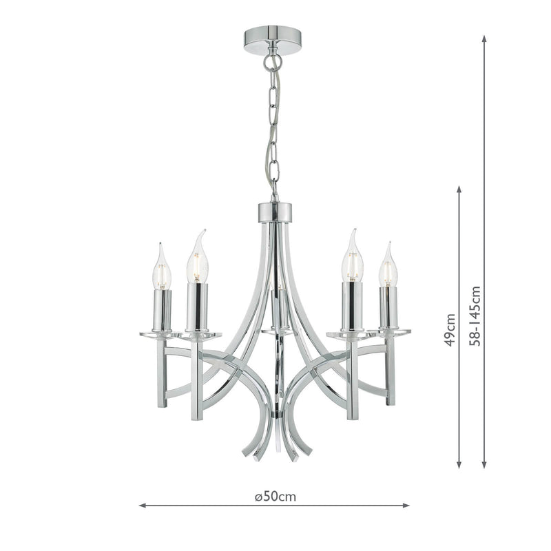 Load image into Gallery viewer, Dar Lighting LYO0550 Lyon 5lt Pendant Polished Chrome &amp; Crystal - 23203
