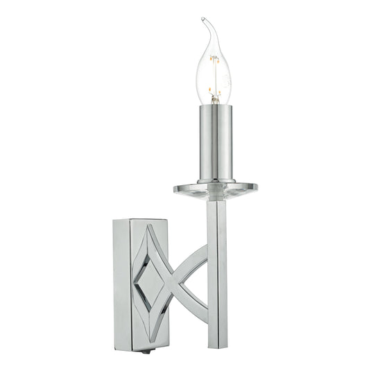 Dar Lighting LYO0750 Lyon 1lt Wall Light Polished Chrome & Crystal - 35233
