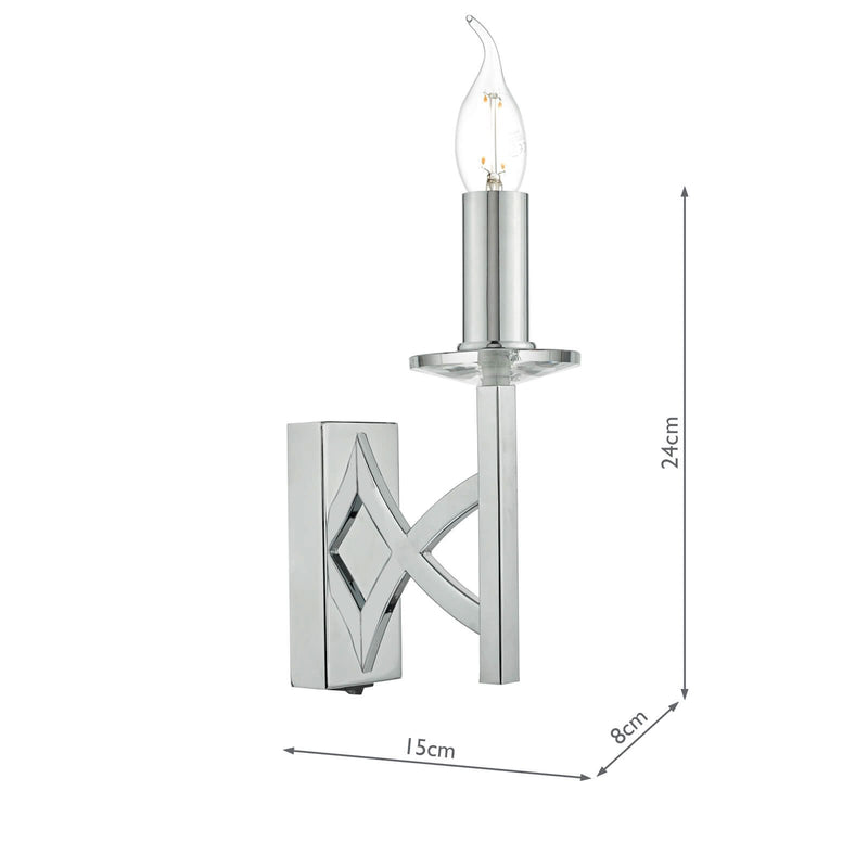 Load image into Gallery viewer, Dar Lighting LYO0750 Lyon 1lt Wall Light Polished Chrome &amp; Crystal - 35233
