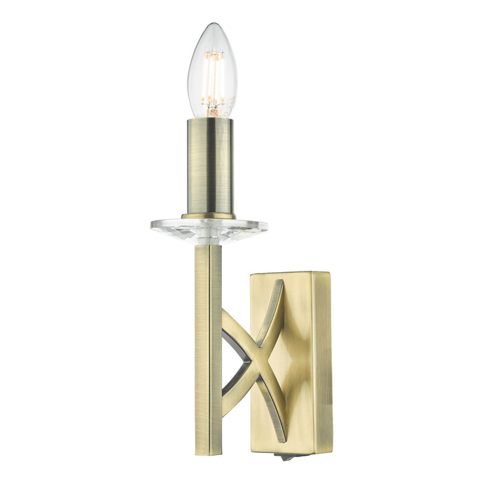 Dar Lighting LYO0775 Lyon 1 Light Wall Light Antique Brass Crystal - 36848
