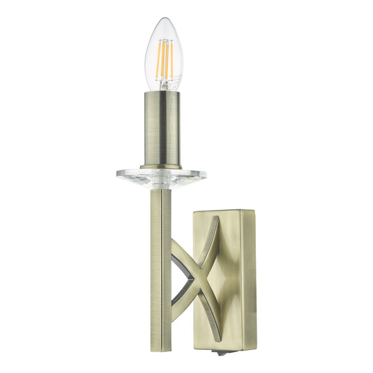 Dar Lighting LYO0775 Lyon 1 Light Wall Light Antique Brass Crystal - 36848
