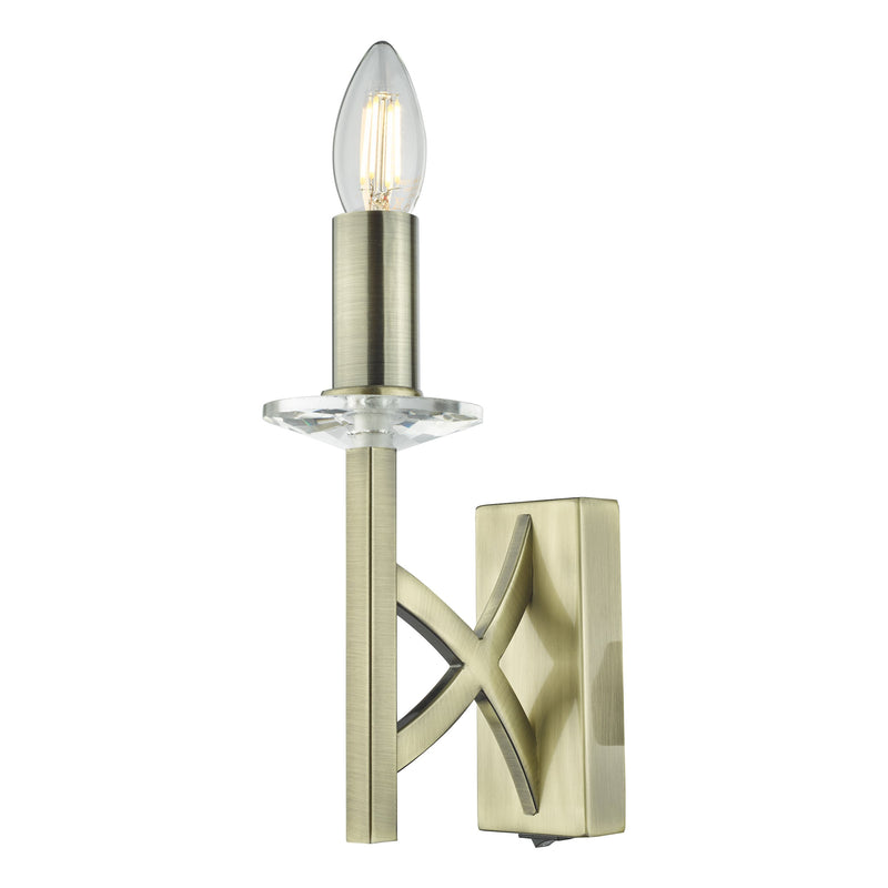 Load image into Gallery viewer, Dar Lighting LYO0775 Lyon 1 Light Wall Light Antique Brass Crystal - 36848

