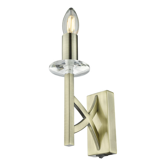 Dar Lighting LYO0775 Lyon 1 Light Wall Light Antique Brass Crystal - 36848