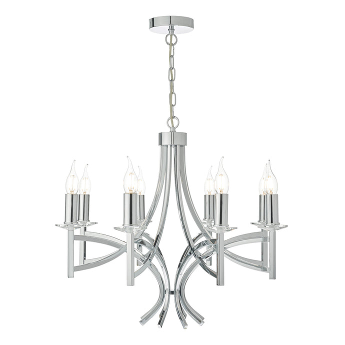 Dar Lighting LYO0850 Lyon 8lt Pendant Polished Chrome & Crystal - 35234