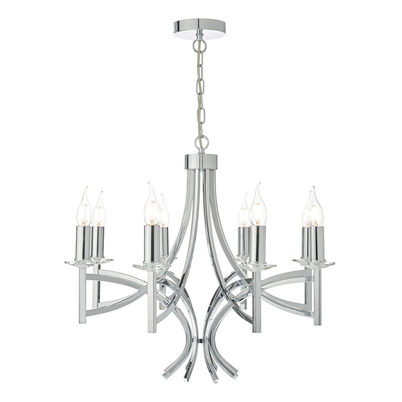 Load image into Gallery viewer, Dar Lighting LYO0850 Lyon 8lt Pendant Polished Chrome &amp; Crystal - 35234
