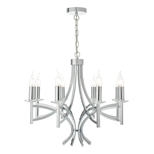 Dar Lighting LYO0850 Lyon 8lt Pendant Polished Chrome & Crystal - 35234