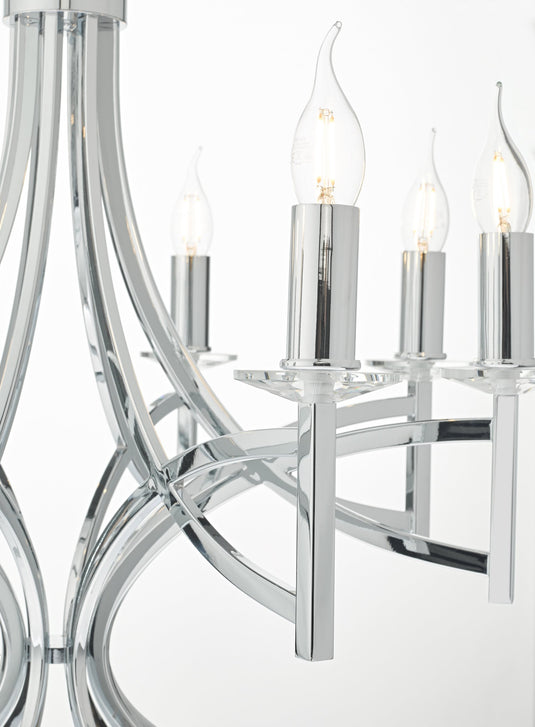 Dar Lighting LYO0850 Lyon 8lt Pendant Polished Chrome & Crystal - 35234