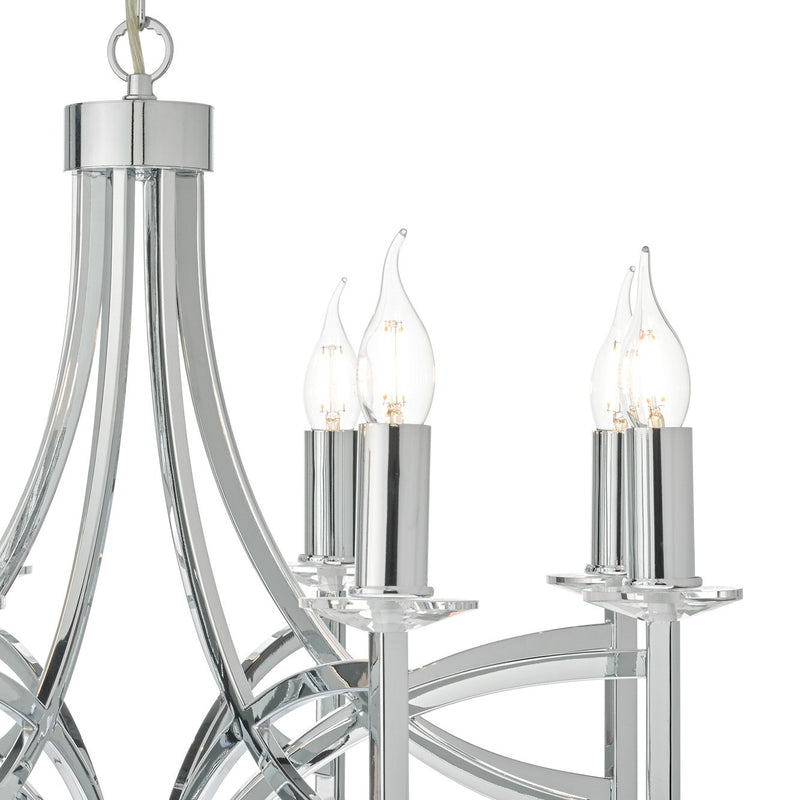 Load image into Gallery viewer, Dar Lighting LYO0850 Lyon 8lt Pendant Polished Chrome &amp; Crystal - 35234

