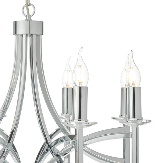 Dar Lighting LYO0850 Lyon 8lt Pendant Polished Chrome & Crystal - 35234