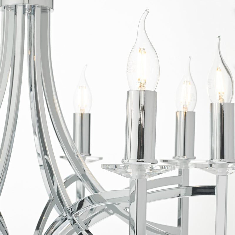 Load image into Gallery viewer, Dar Lighting LYO0850 Lyon 8lt Pendant Polished Chrome &amp; Crystal - 35234
