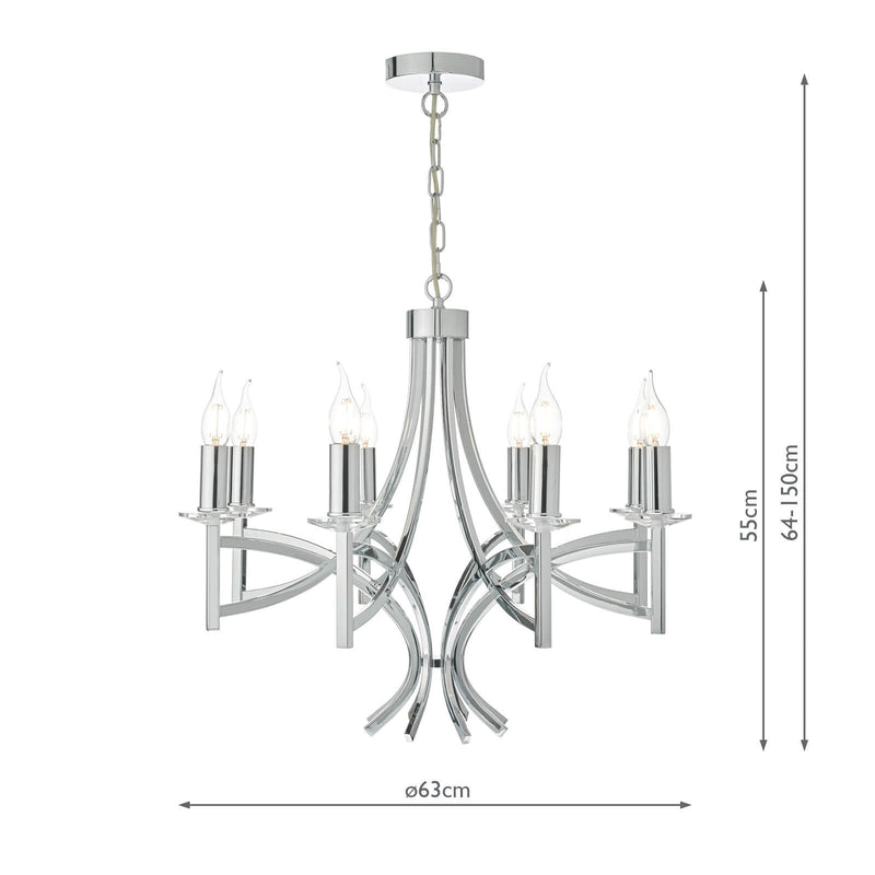Load image into Gallery viewer, Dar Lighting LYO0850 Lyon 8lt Pendant Polished Chrome &amp; Crystal - 35234
