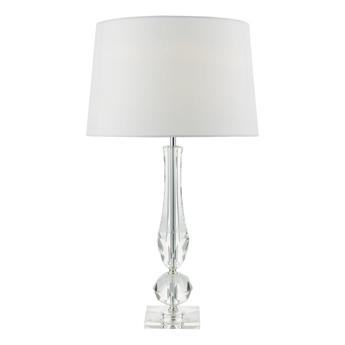 Dar Lighting MAC4208 Macy Table Lamp Cut Crystal Base c/w White Faux Silk Lined Shade - 23828