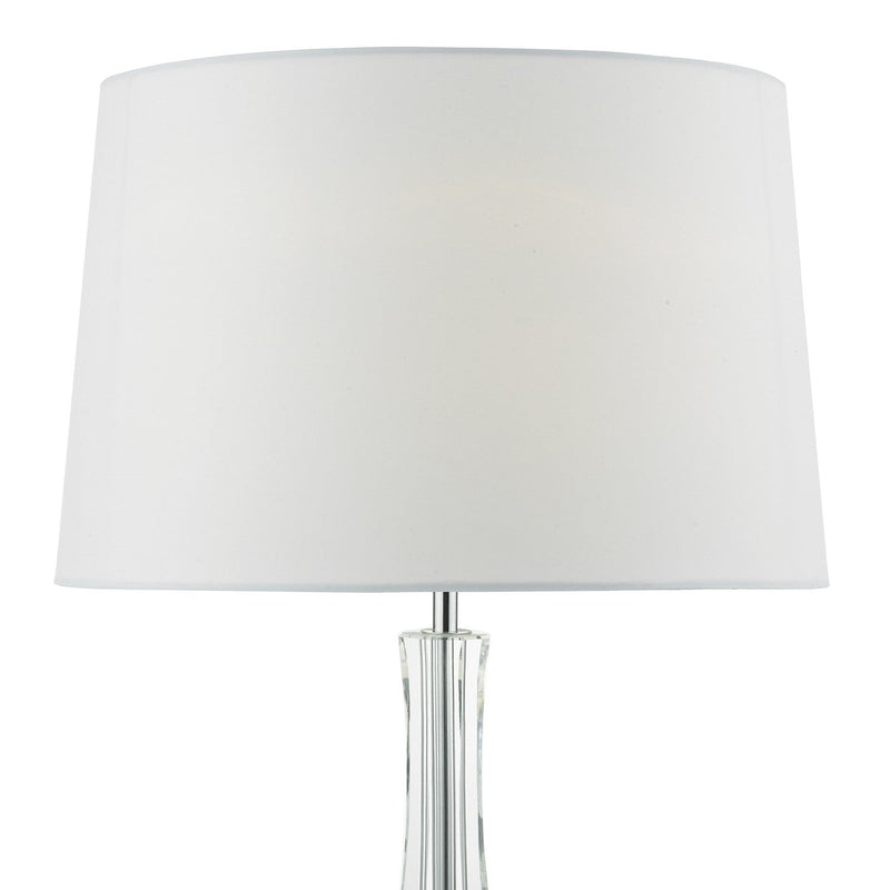 Load image into Gallery viewer, Dar Lighting MAC4208 Macy Table Lamp Cut Crystal Base c/w White Faux Silk Lined Shade - 23828
