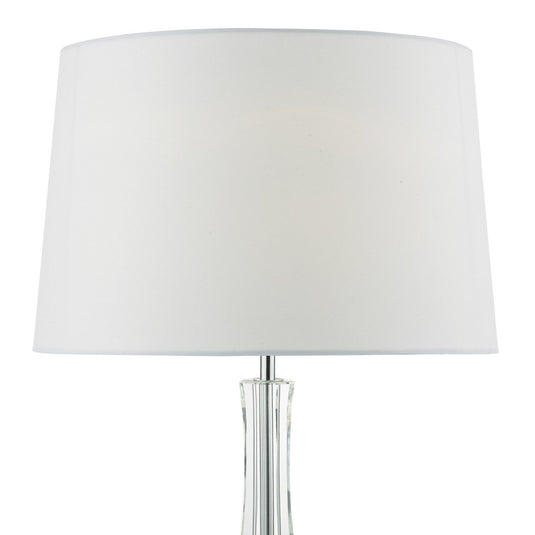 Dar Lighting MAC4208 Macy Table Lamp Cut Crystal Base c/w White Faux Silk Lined Shade - 23828