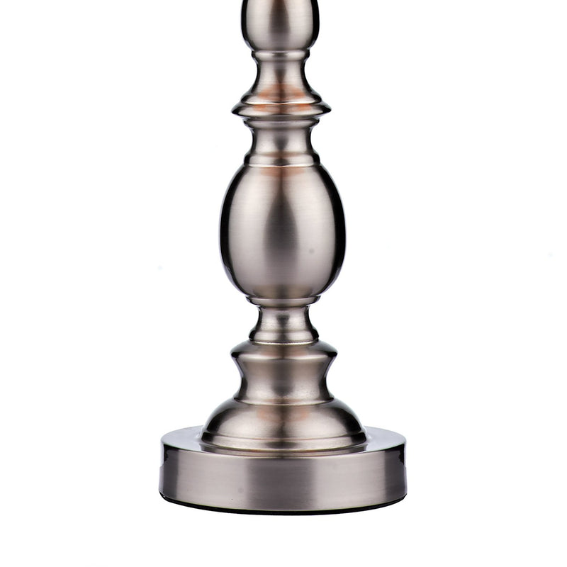 Load image into Gallery viewer, Dar Lighting MAD4246 Madrid Ball Table Lamp Satin Chrome complete with Shade - 16404
