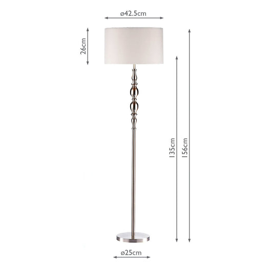 Dar Lighting MAD4946 Madrid Floor Lamp Satin Chrome C/W Shade - 16405