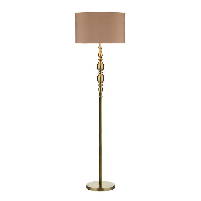 Dar Lighting MAD4975 Madrid Ball Floor Lamp complete with Shade Antique Brass - 23483