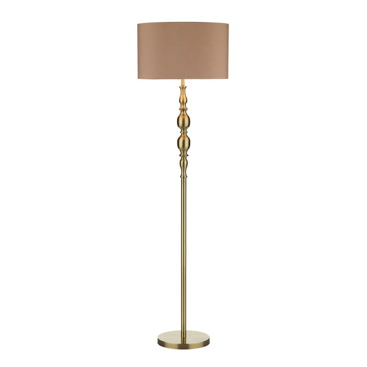 Dar Lighting MAD4975 Madrid Ball Floor Lamp complete with Shade Antique Brass - 23483