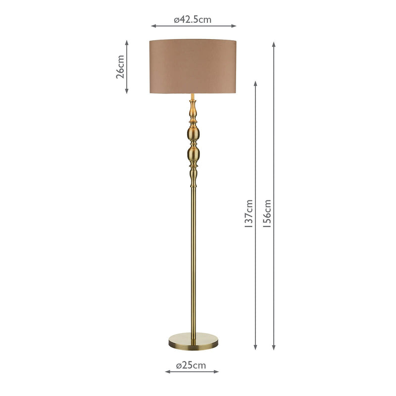 Load image into Gallery viewer, Dar Lighting MAD4975 Madrid Ball Floor Lamp complete with Shade Antique Brass - 23483
