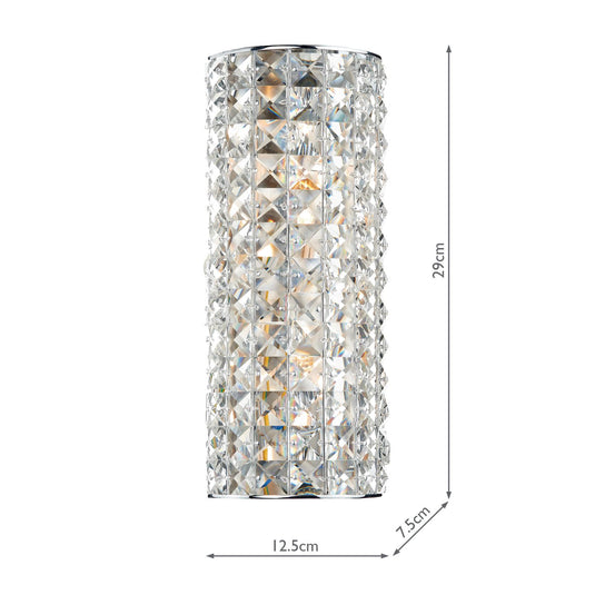 Dar Lighting MAT0950 Matrix 2 Light Wall Bracket Polished Chrome and Clear Faceted Crystal - 16809