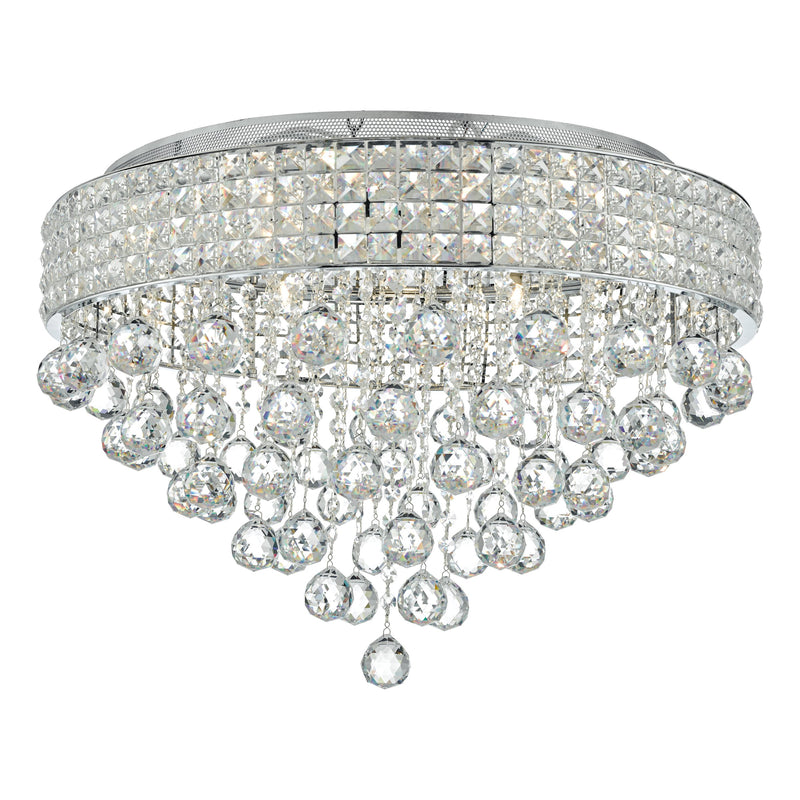 Load image into Gallery viewer, Dar Lighting MAT1350 Matrix 9lt Flush Polished Chrome &amp; Crystal - 35238
