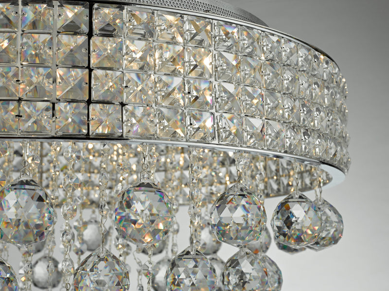 Load image into Gallery viewer, Dar Lighting MAT1350 Matrix 9lt Flush Polished Chrome &amp; Crystal - 35238
