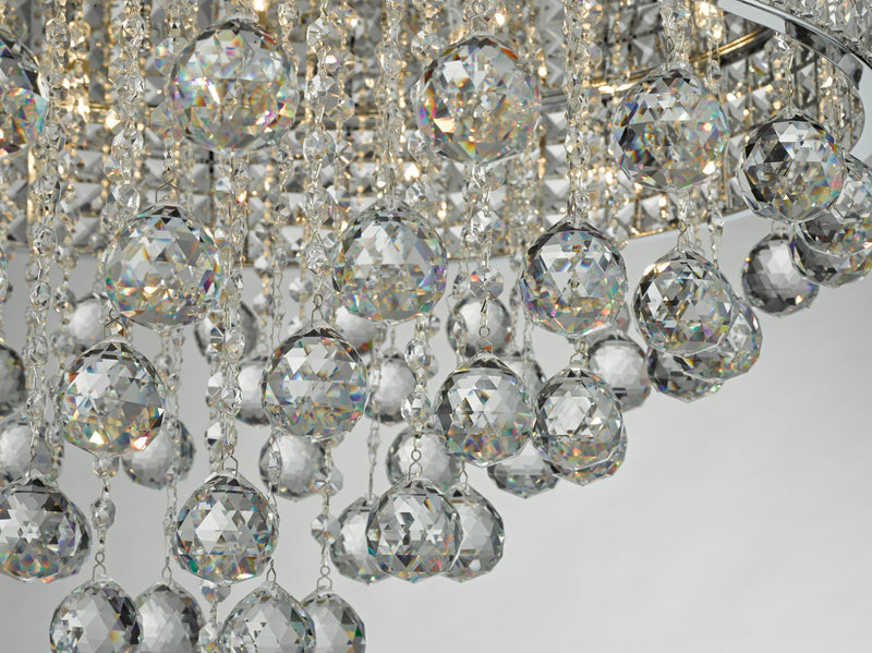Load image into Gallery viewer, Dar Lighting MAT1350 Matrix 9lt Flush Polished Chrome &amp; Crystal - 35238

