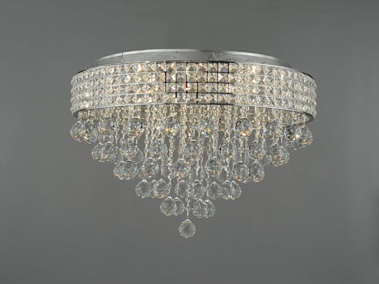 Dar Lighting MAT1350 Matrix 9lt Flush Polished Chrome & Crystal - 35238