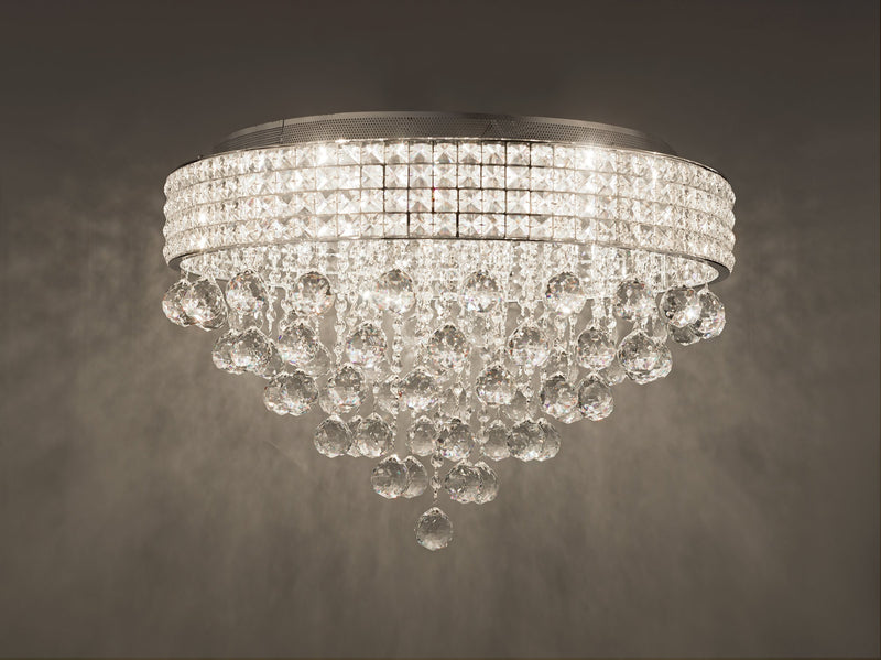 Load image into Gallery viewer, Dar Lighting MAT1350 Matrix 9lt Flush Polished Chrome &amp; Crystal - 35238
