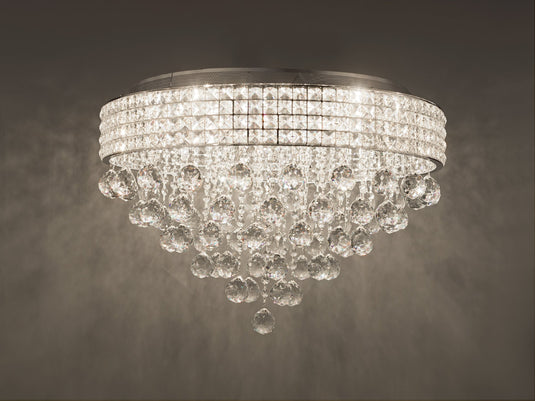 Dar Lighting MAT1350 Matrix 9lt Flush Polished Chrome & Crystal - 35238