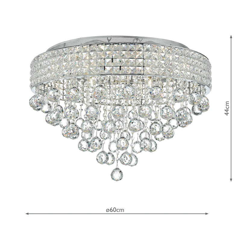 Load image into Gallery viewer, Dar Lighting MAT1350 Matrix 9lt Flush Polished Chrome &amp; Crystal - 35238
