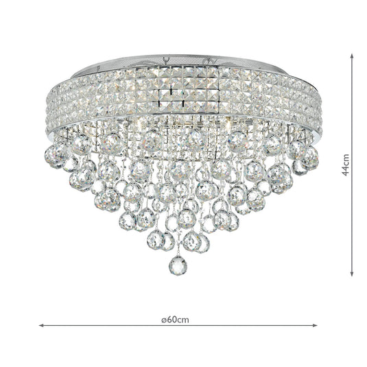 Dar Lighting MAT1350 Matrix 9lt Flush Polished Chrome & Crystal - 35238