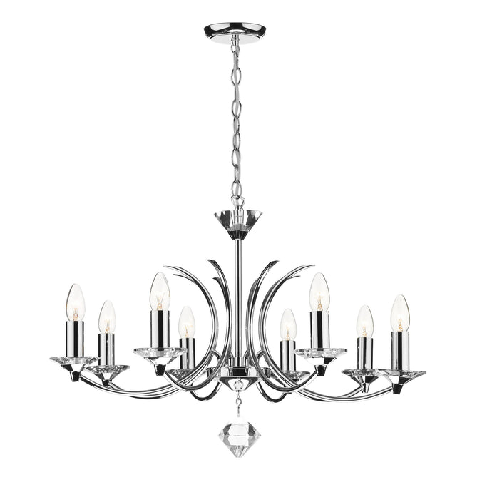 Dar Lighting MED0850 Medusa 8 Light Dual Mount Pendant K9 Crystal Polished Chrome - 14918